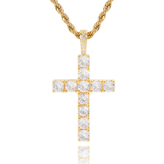 Faith™ | Gold Moissanite Cross Necklace